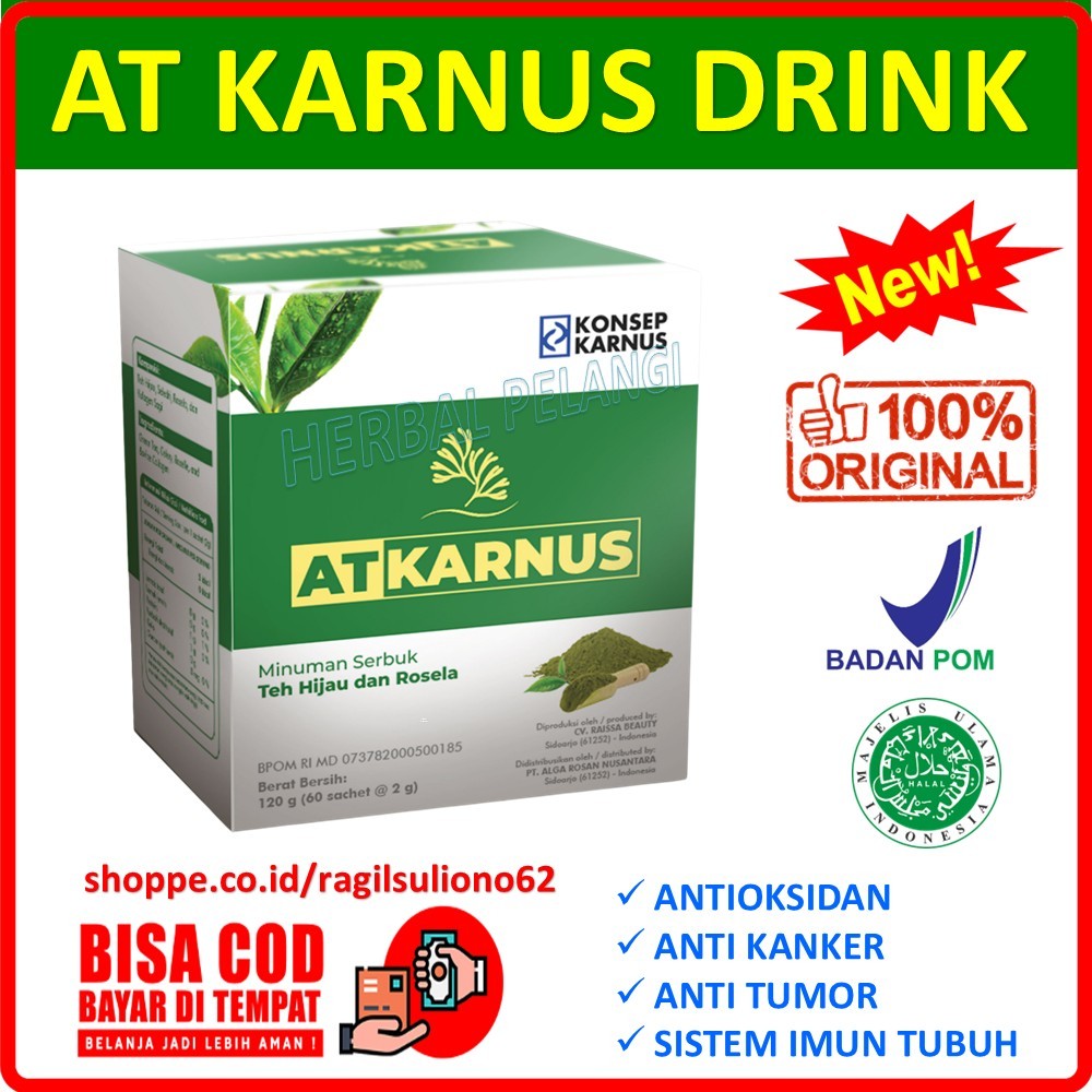 AT Karnus Original Kemasan Box Isi 60 Sacet - ALGA TEA KARNUS Algatea Kolagen - Teh Hijau Original T