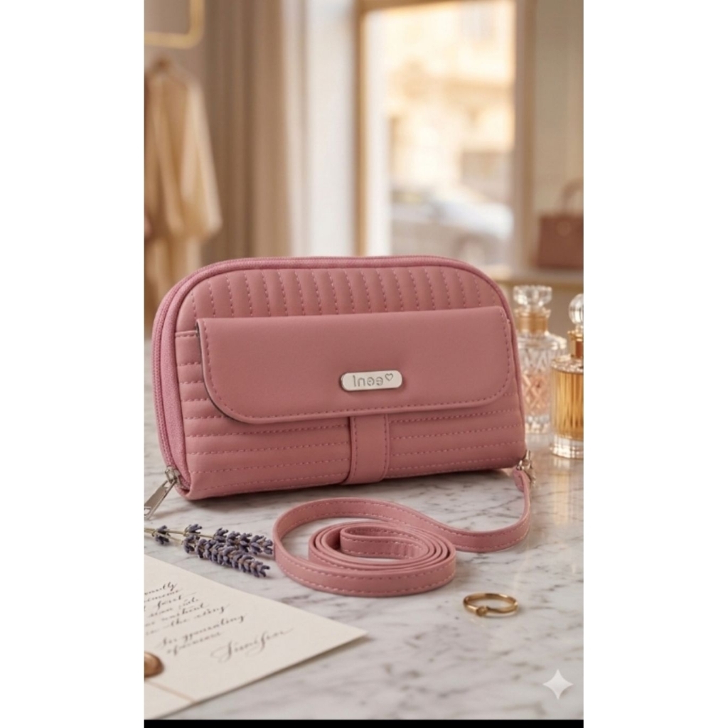 Tas Wanita Inoe Quilted Rose Sling Bag Dompet HP