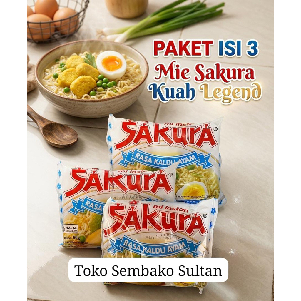 (ISI3) Mie Sakura kuah Legend . Paket isi 3 mie Sakura kuah enakkk