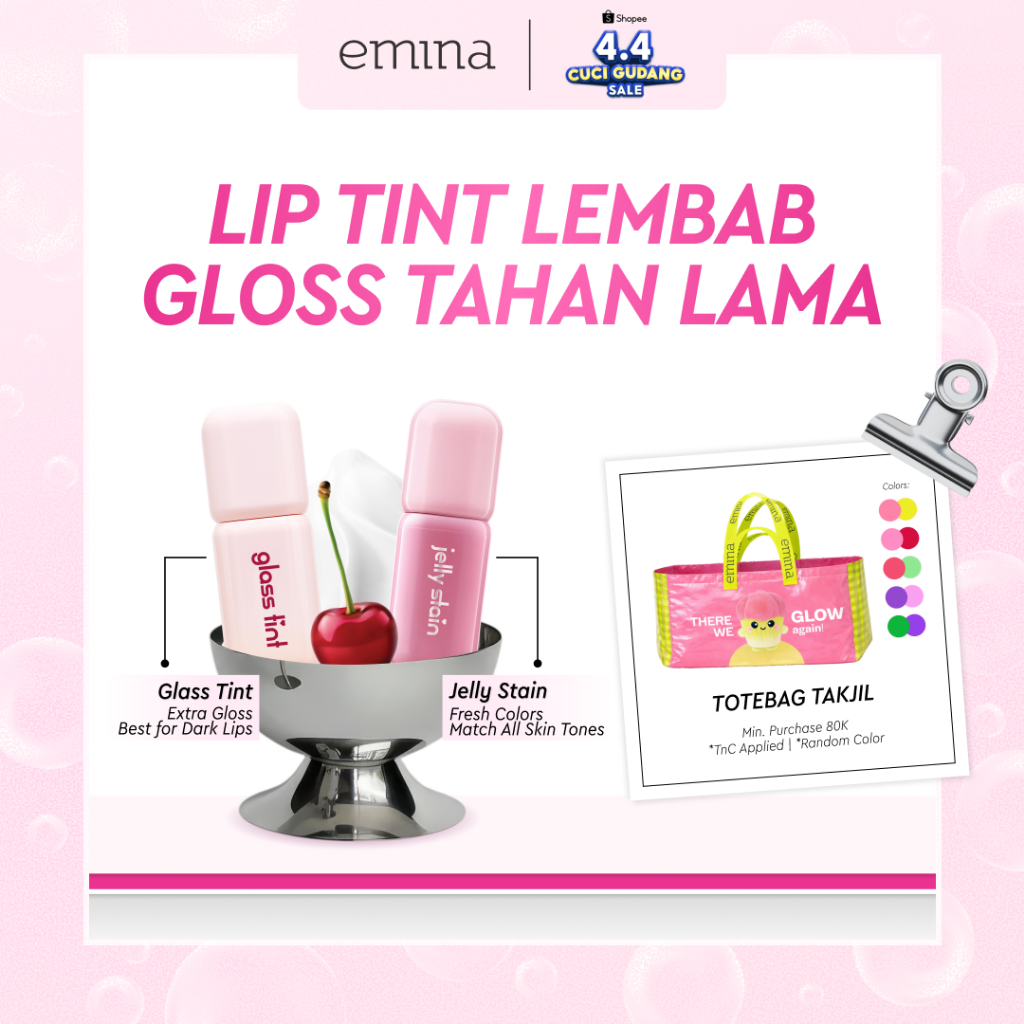 Emina Jelly Stain & Glass Tint - Lip Tint Korea Glossy Ombre Tahan 12 Jam Ringan Longlasting Transfe