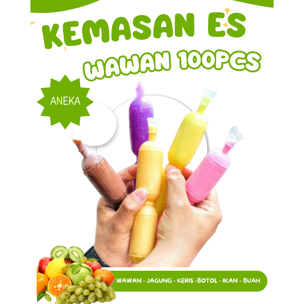 Kemasan Plastik Es Kiko Bentuk Botol Karakter - Plastik Es Mambo Es Lilin Unik Murah Tebal Isi 100 P
