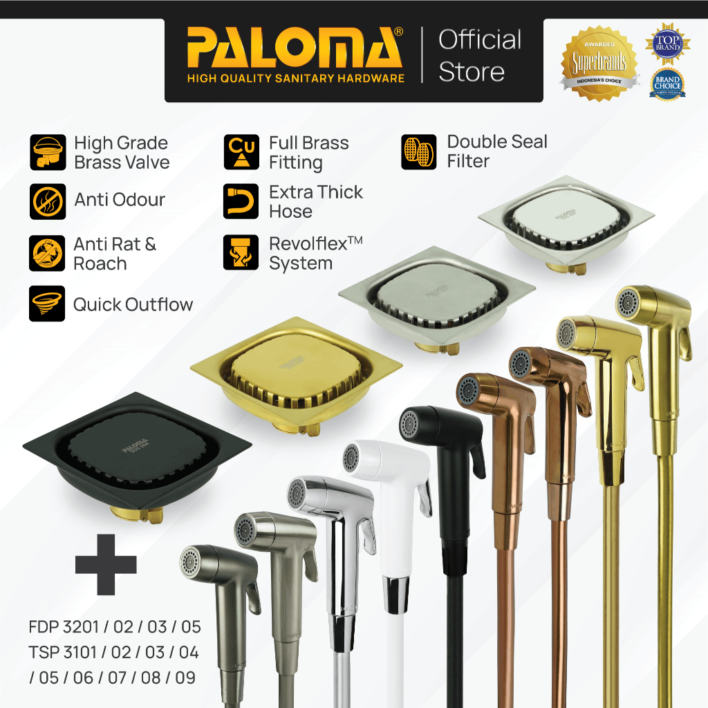 PALOMA Paket Toilet Shower Jet Washer Jet Shower Bidet Spray Cebok Kloset Closet WC ABS Floor Drain 