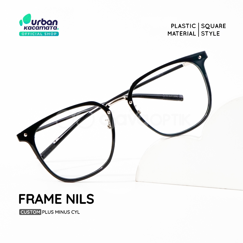 URBAN KACAMATA - Frame Nils - Kacamata Kotak Korea Plastik Khusus Minus -4,25 s/d -6,00