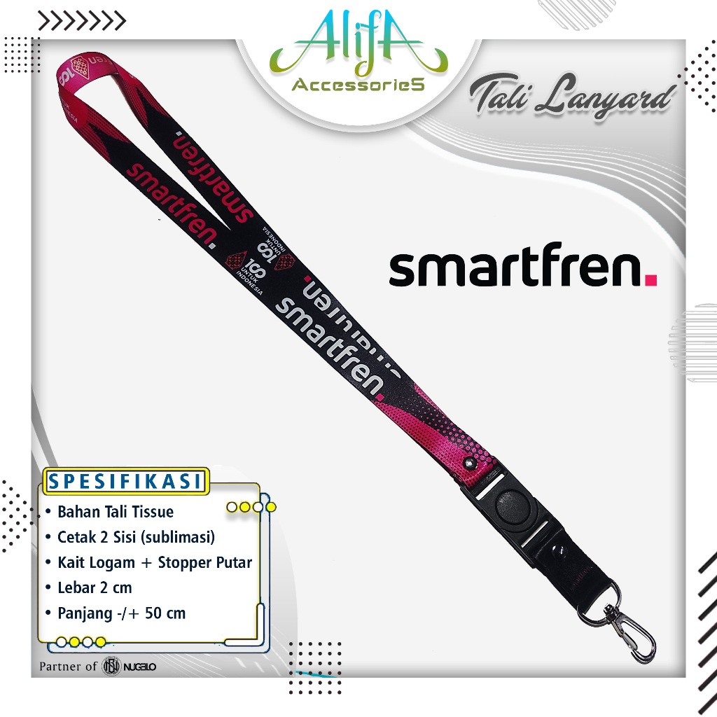 TALI LANYARD GANTUNGAN ID CARD/HP/KUNCI/DLL.. SMARTFREN