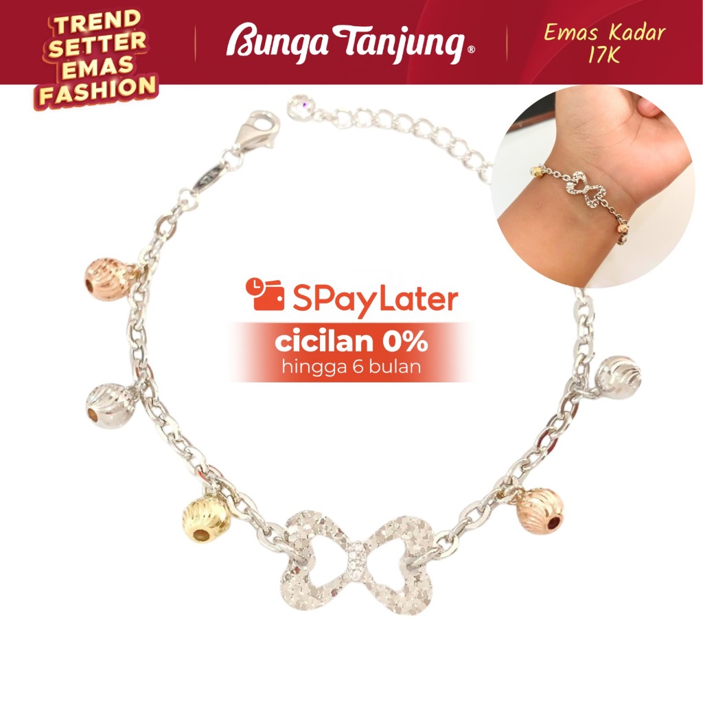 GELANG RUMBAI PITA BELL - EMAS 17K - BUNGA TANJUNG GOLD