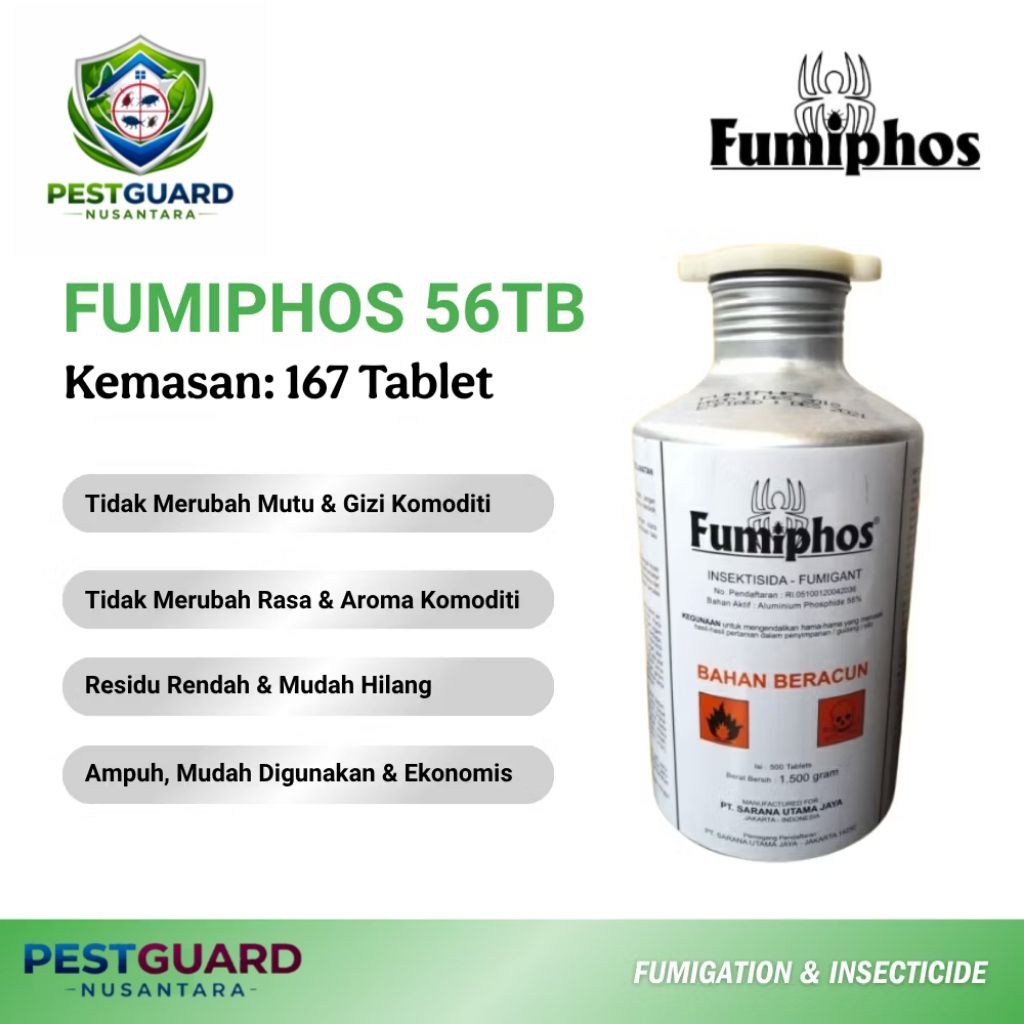 Fumiphos Tablet 0,5kg/167 Butir – Obat Kutu Beras, Kutu Jagung & Hama Gudang Ampuh | Fumigan Alumini