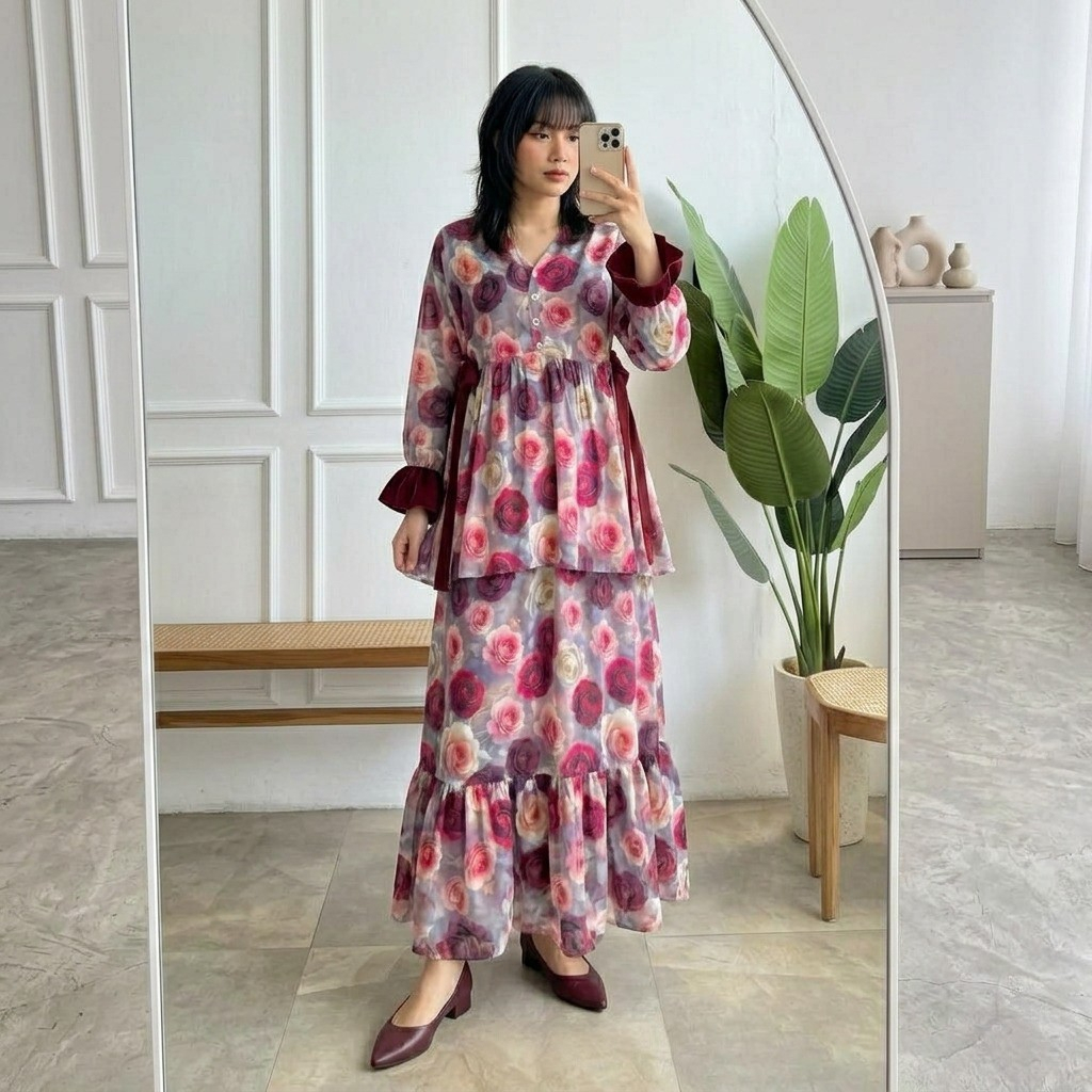 DEPOK STYLE - KOLYA SET RAYON ROK BUSUI FRIENDLY // SETELAN ROK RAYON // ONE SET ROK RAYON // SETELA