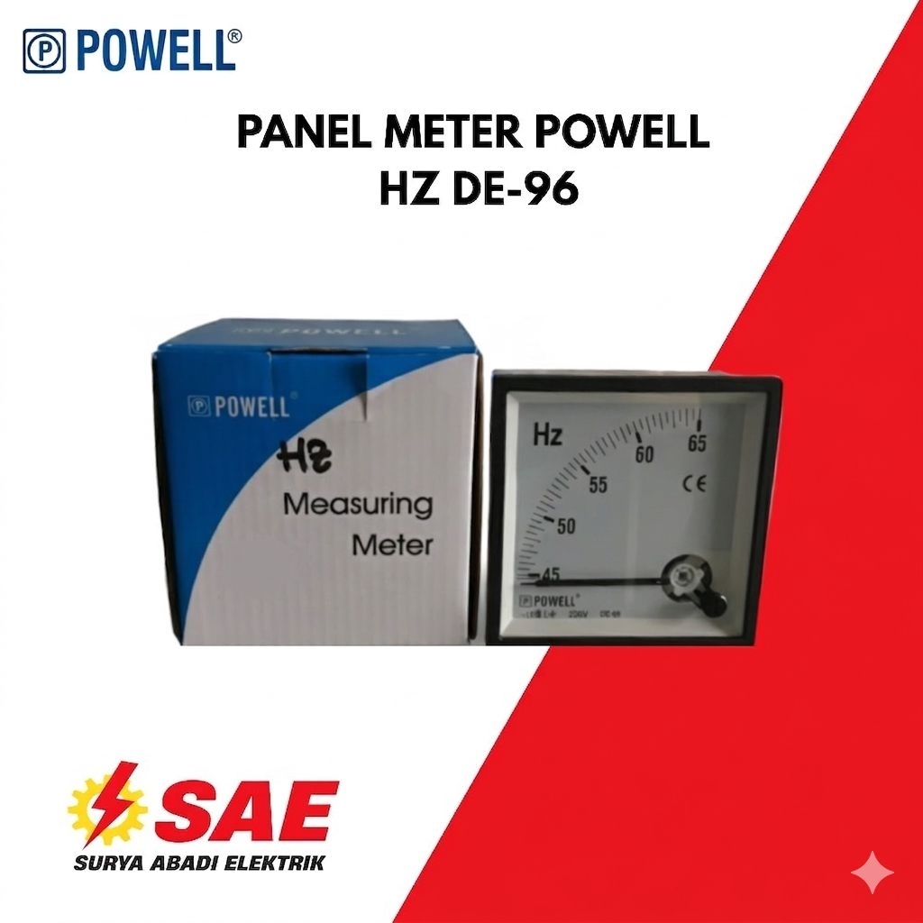 Frekuensi / Frequency Meter Hz Jarum 45-65Hz 220V 96x96mm Powell