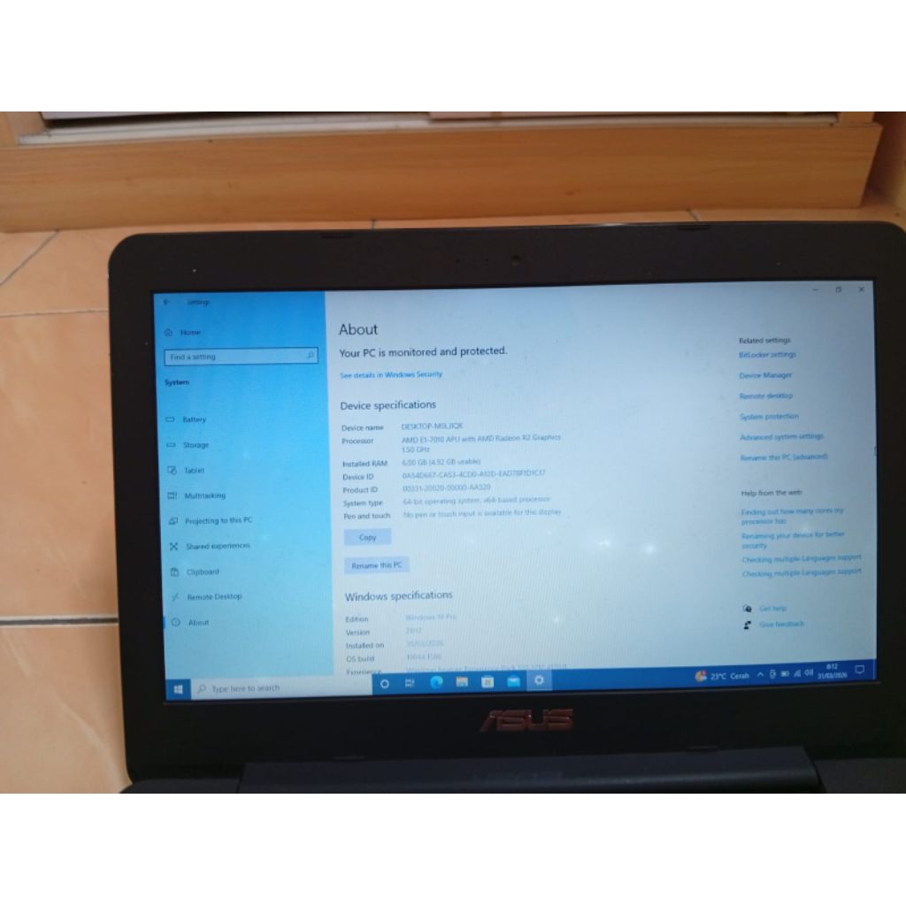 Laptop Asus X454Y Second