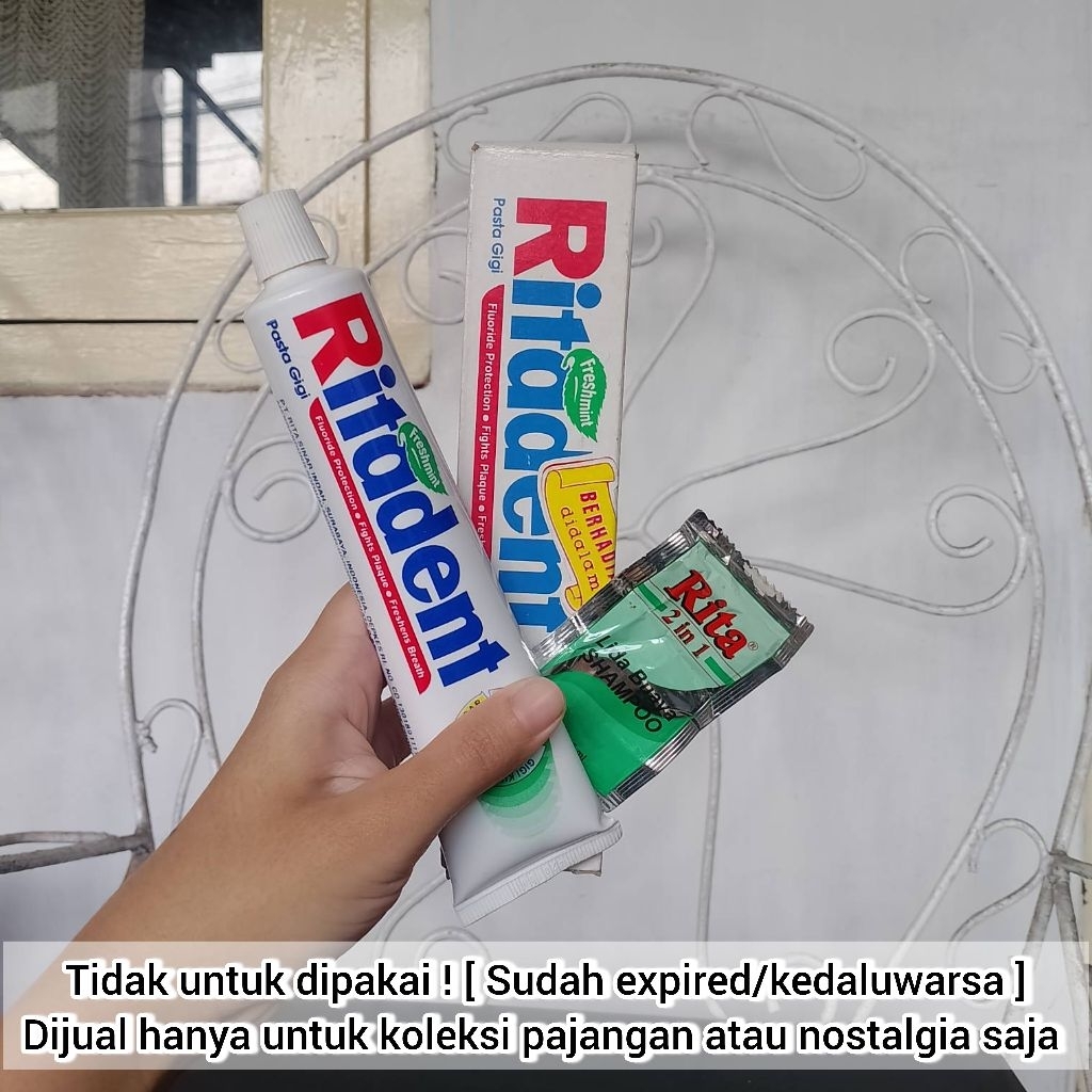 [ TIDAK UNTUK DIPAKAI ] KOLEKSI PRODUK JADUL PASTA GIGI RITADENT TAHUN 1990AN LAWAS ASLI HANYA UNTUK