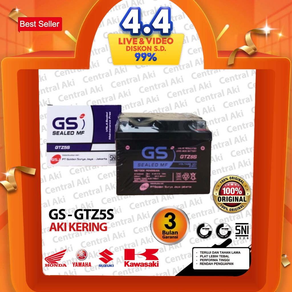 Aki Motor GTZ5S MF Aki Kering Motor Honda Beat FI Vario 110 Supra X 125 Scoopy Spacy Blade Revo New 