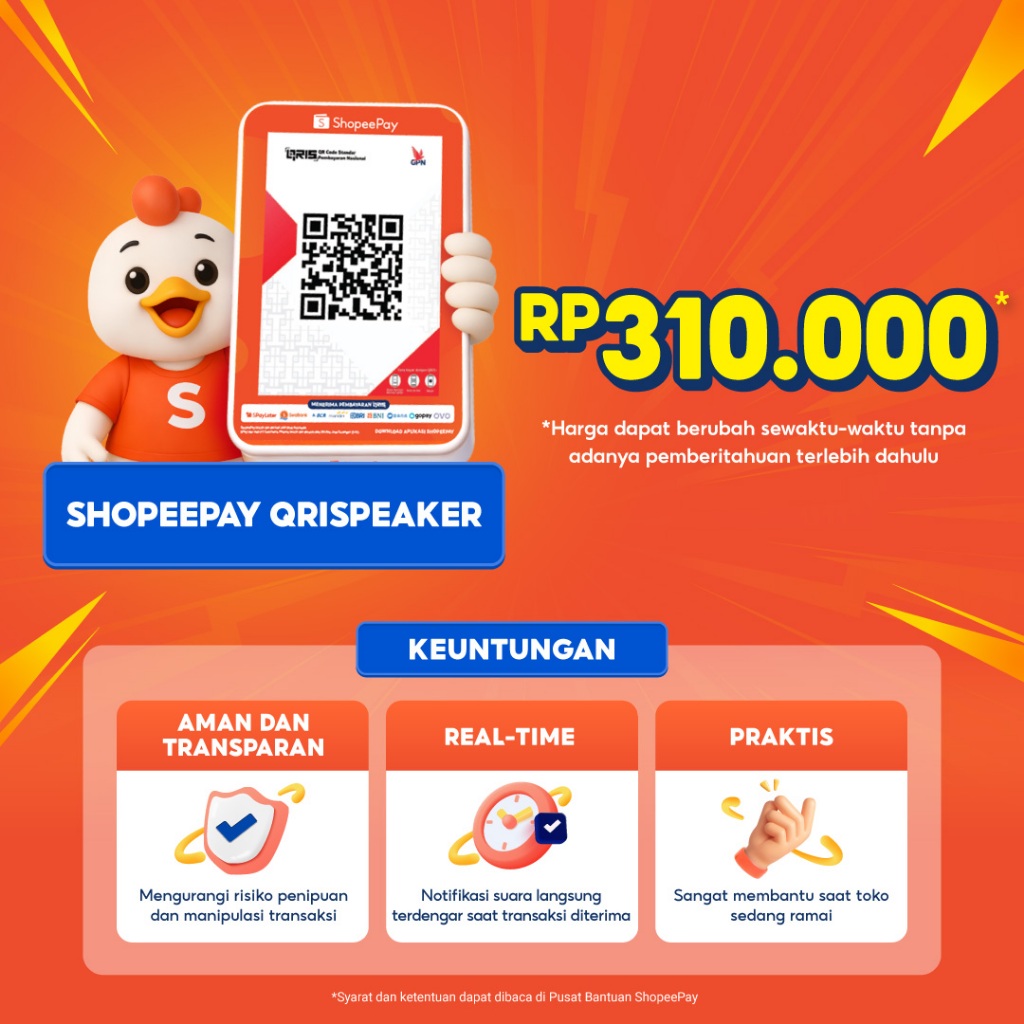 ShopeePay QRIS Speaker - SMB Merchant - Beli Putus (No SIM Card)