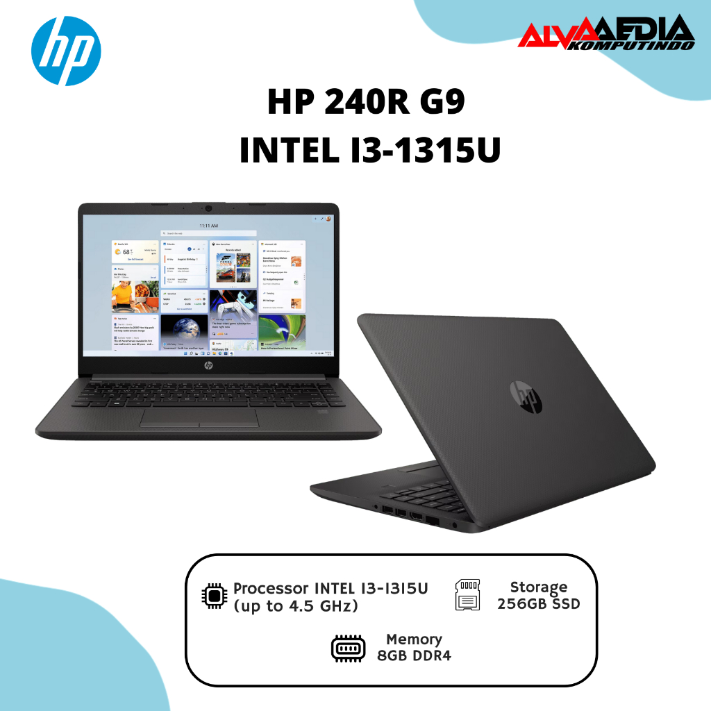 LAPTOP HP 240R G9 I3-1315U RAM 8GB SSD 256GB 14"FHD WINDOWS 11 GREY