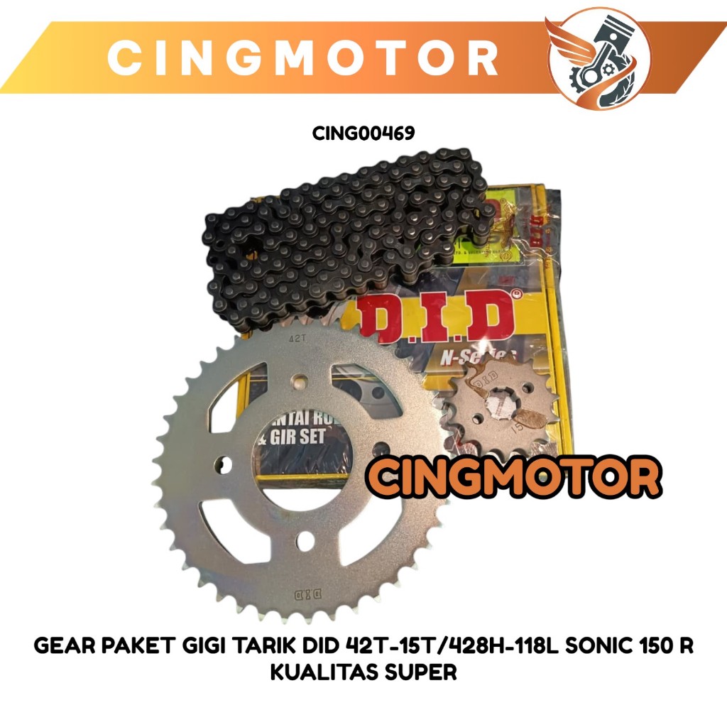 GEAR PAKET GIGI TARIK DID 42T-15T/428H-118L SONIC 150 R KUALITAS SUPER