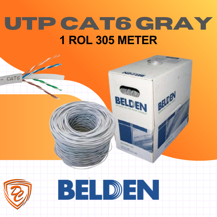 Kabel Belden Cat6 Grey Internet Cable UTP LAN 1Rol / 305 meter 7814A Abu-abu Original