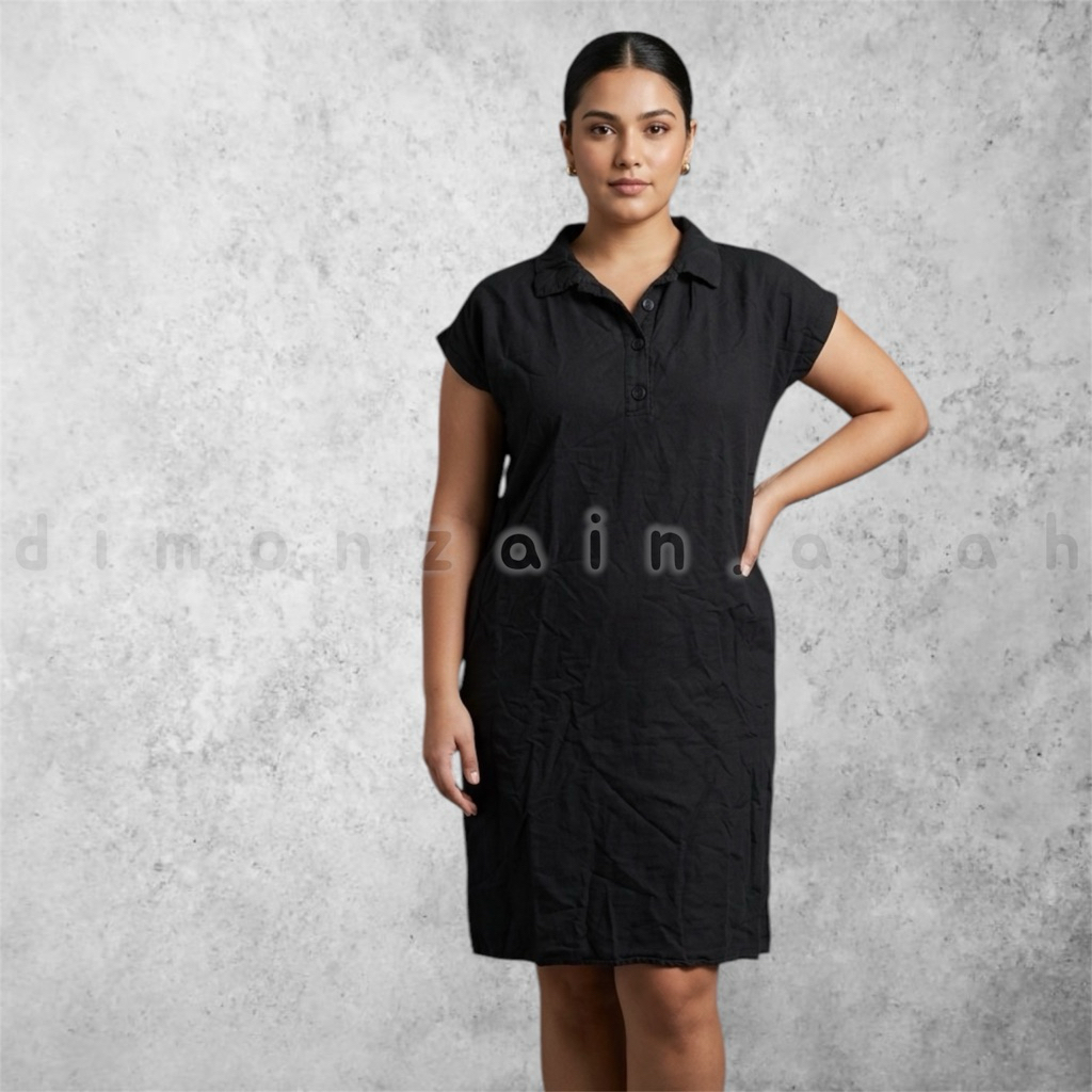 Black Polo Dress - preloved BIG SIZE