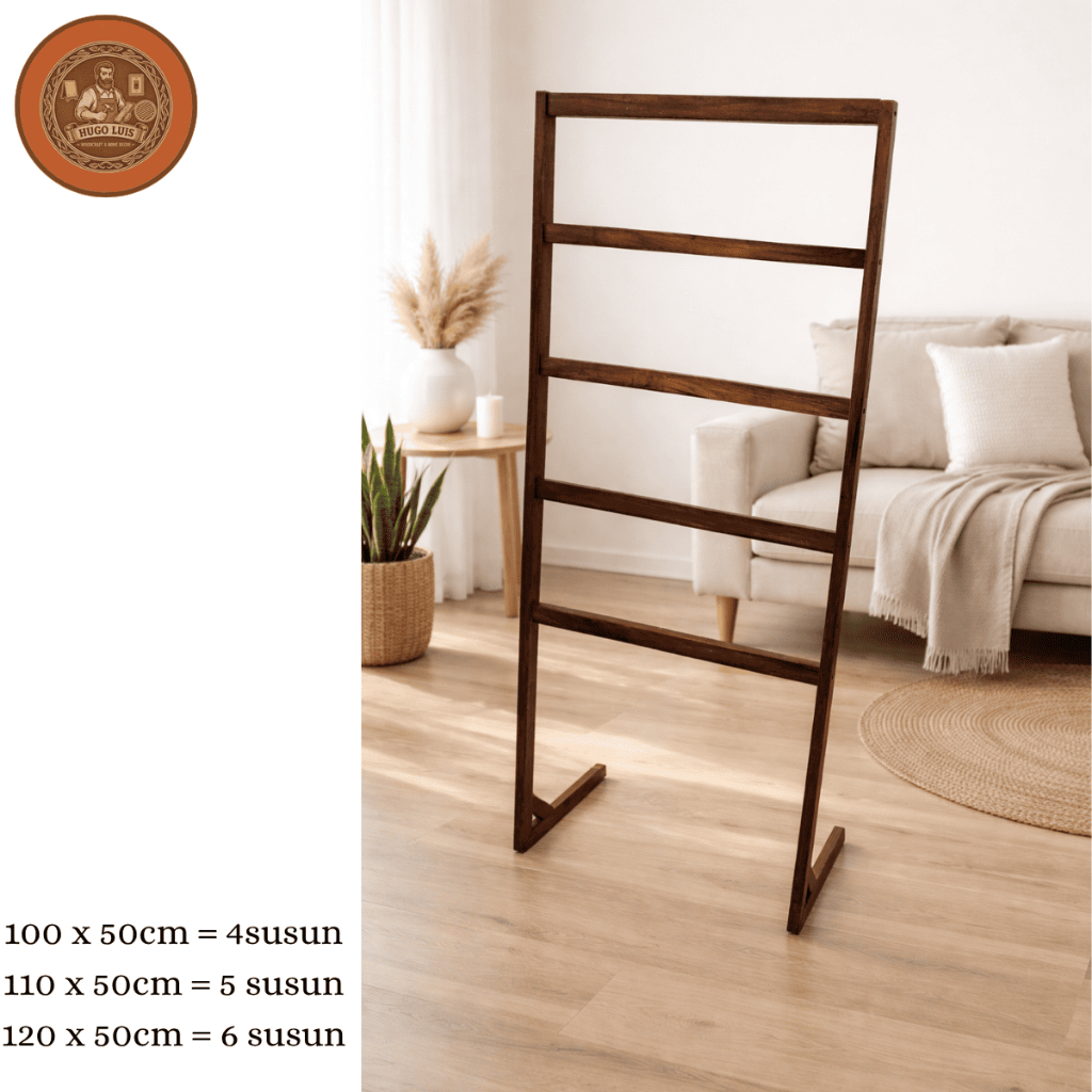 Ladder Hanger Kayu Jati Belanda Rak Gantungan Sajadah Mukena Rak Dekorasi Rumah