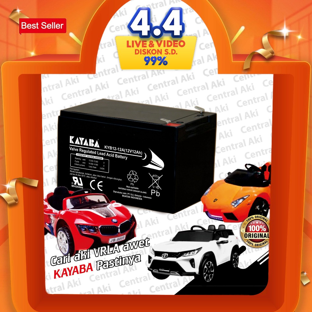 KAYABA UPS VRLA 12V 12Ah Aki Sepeda Listrik