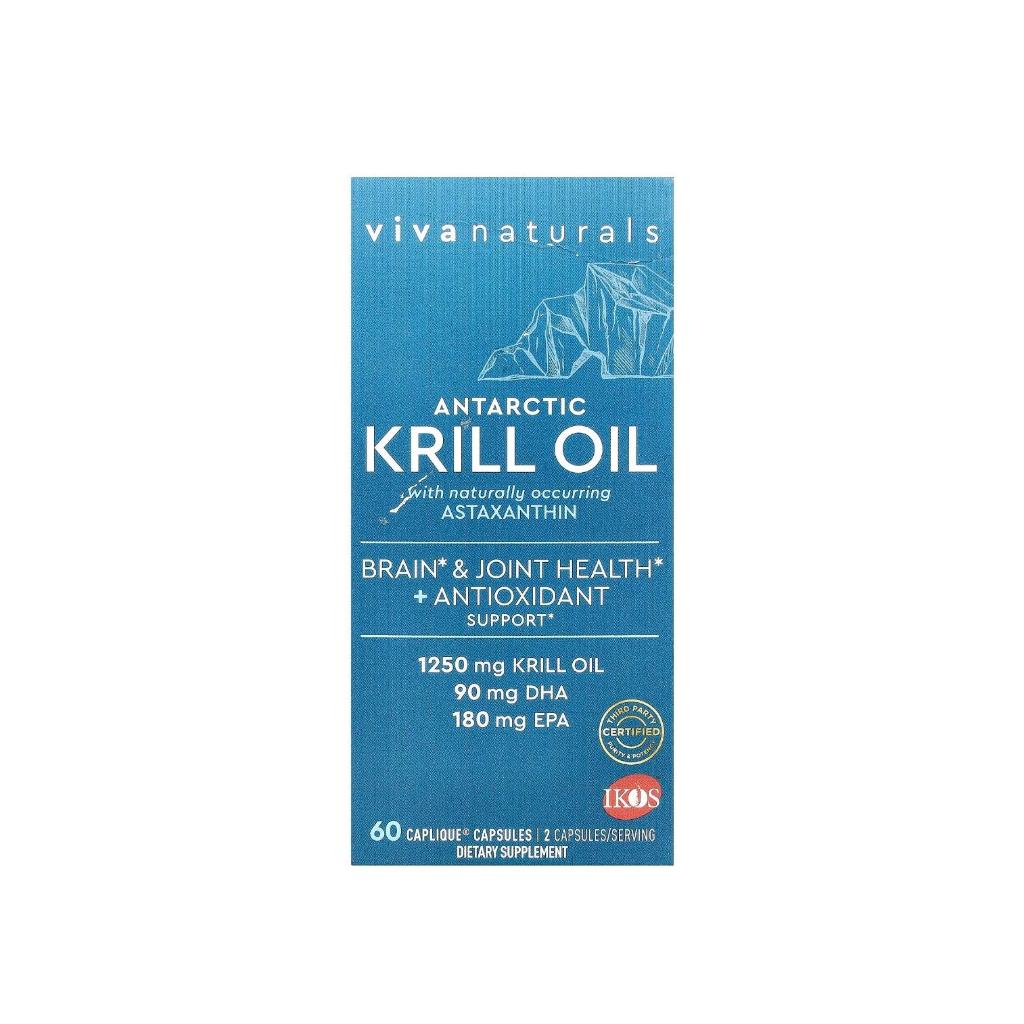Viva Naturals, Antarctic Krill Oil with Astaxanthin, 60 Caplique, Capsules