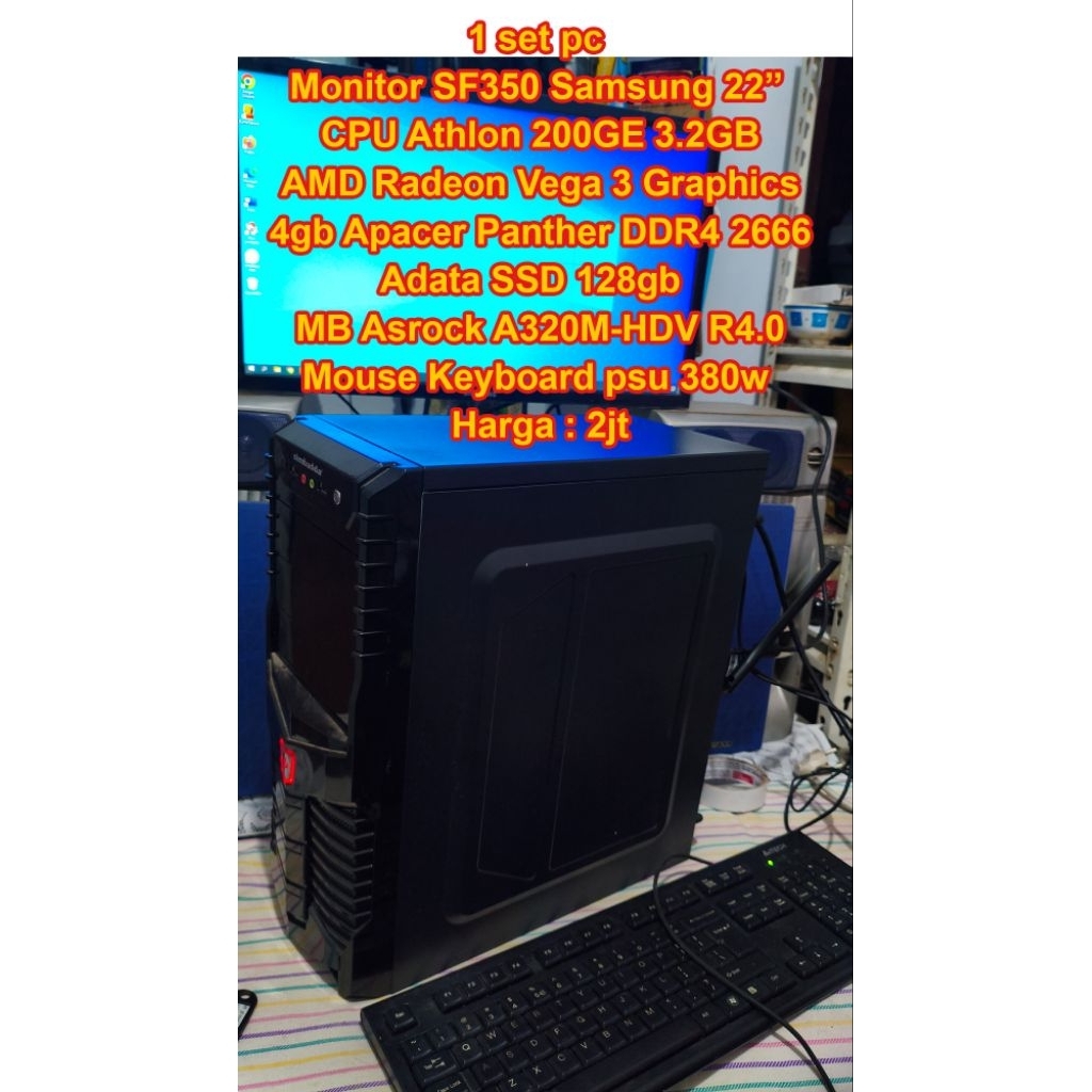 1 Set Komputer PC Gaming AMD Radeon SSD 4GB DDR4