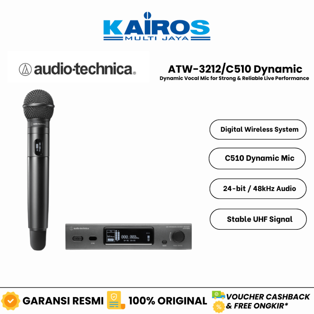 Audio-technica ATW-3212/C510 Wireless Mic System with Cardioid Dynamic Handheld