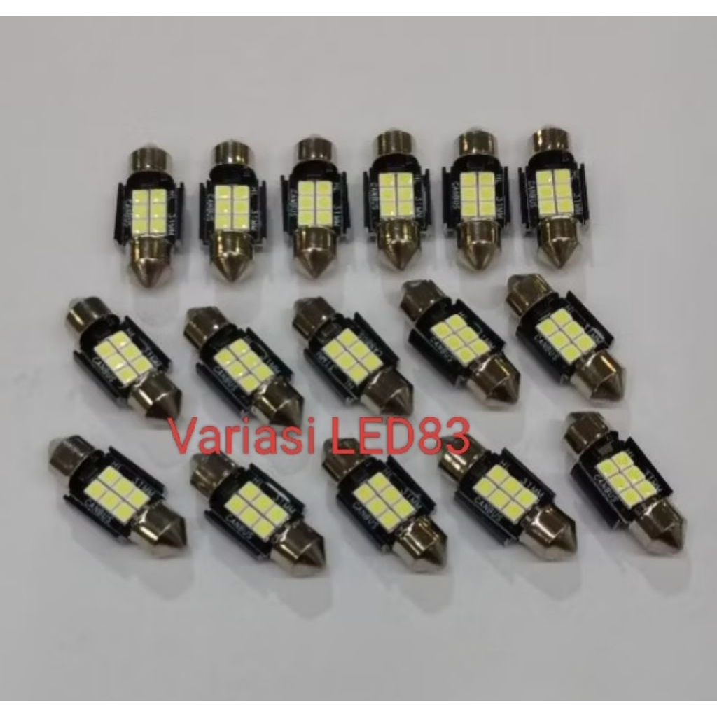 Lampu Plafon Kabin Mobil 12v-6 titi Led 3030 Ukuran 31 mm Canbus