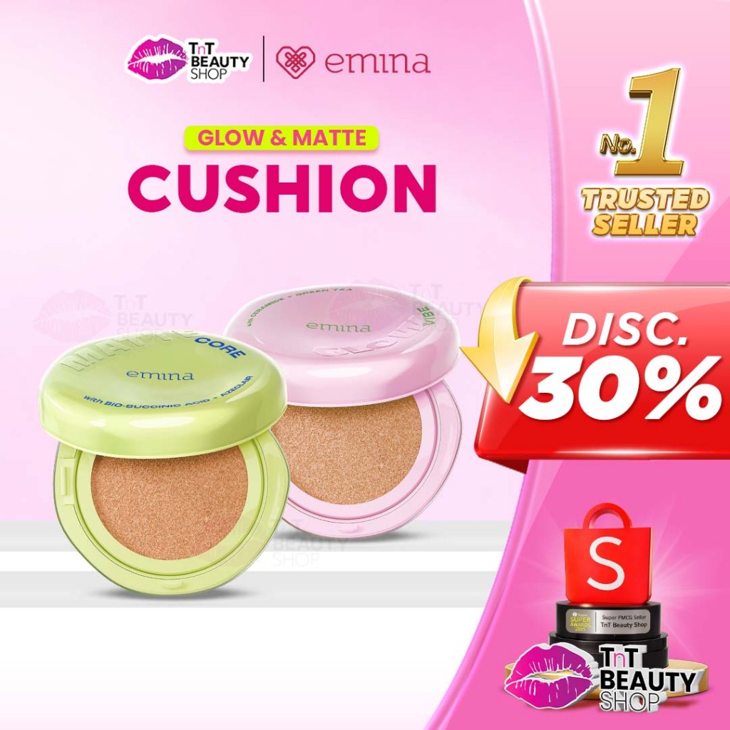 Emina Glow & Matte 3in1 Skincare Cushion SPF 50 PA++++ 13g Flawless Lightweight | TnT Beauty Shop
