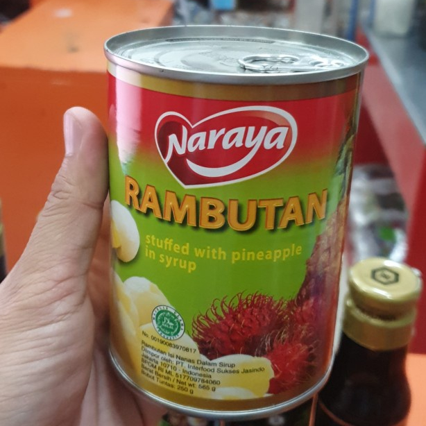 ED 07.2028 CAN 565GR - NARAYA BUAH RAMBUTAN KALENG /050961 NARAYA BUAH KALENG RAMBUTAN IN SYRUP