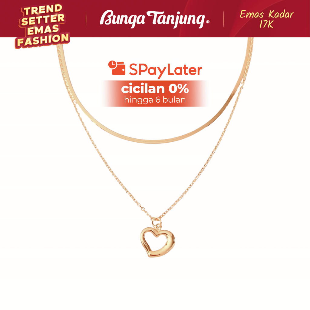 KALUNG 2 LAYER HATI MAIRE - EMAS 17K - BUNGA TANJUNG GOLD