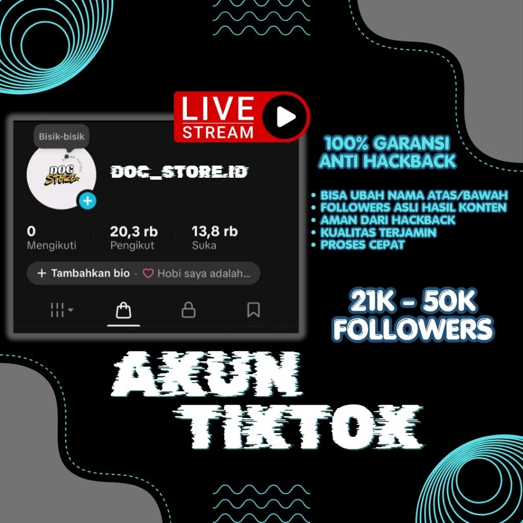 AKUN TIKTOK  1K - 20K  FOLLOWERS REAL INDONESIA