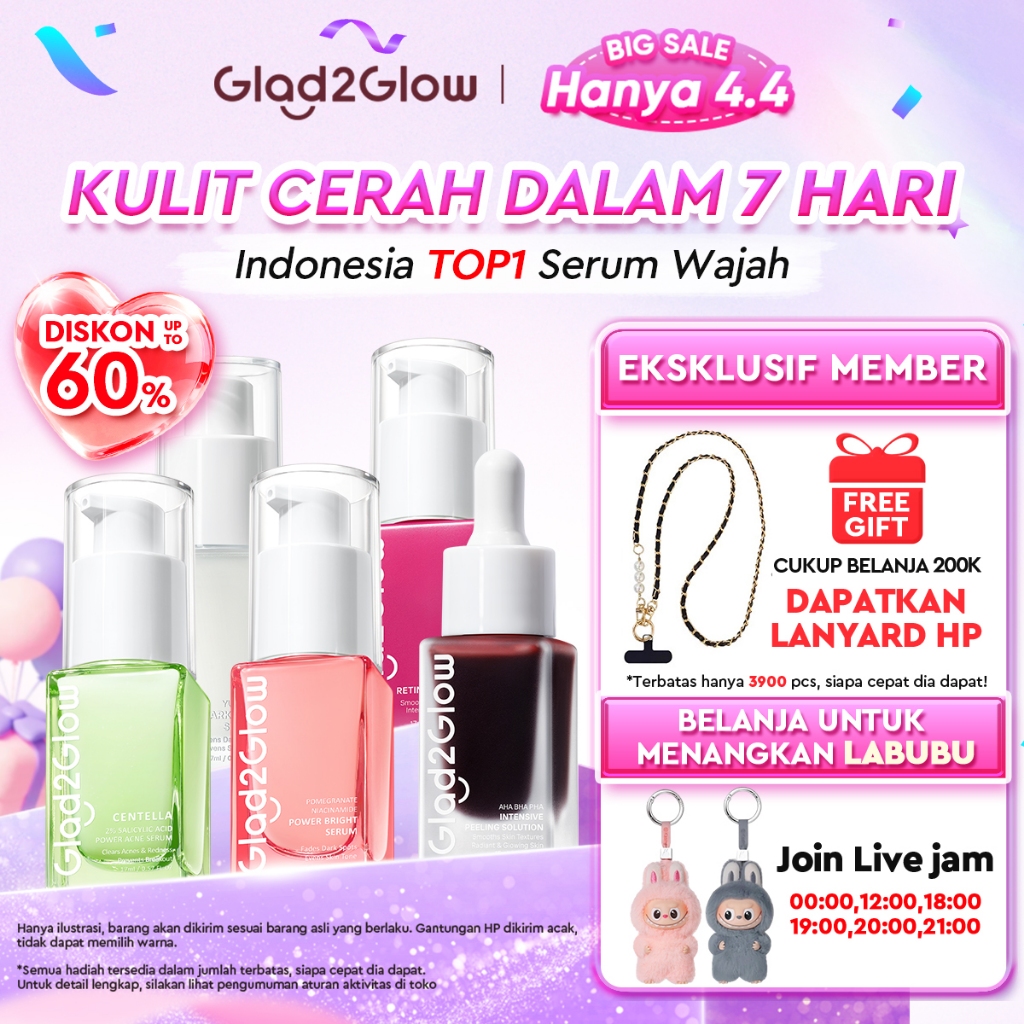 Glad2Glow Serum Series-Peeling| Exfoliating | Mencerahkan Wajah | Retinol |Niacinamide| Dark Spot | 