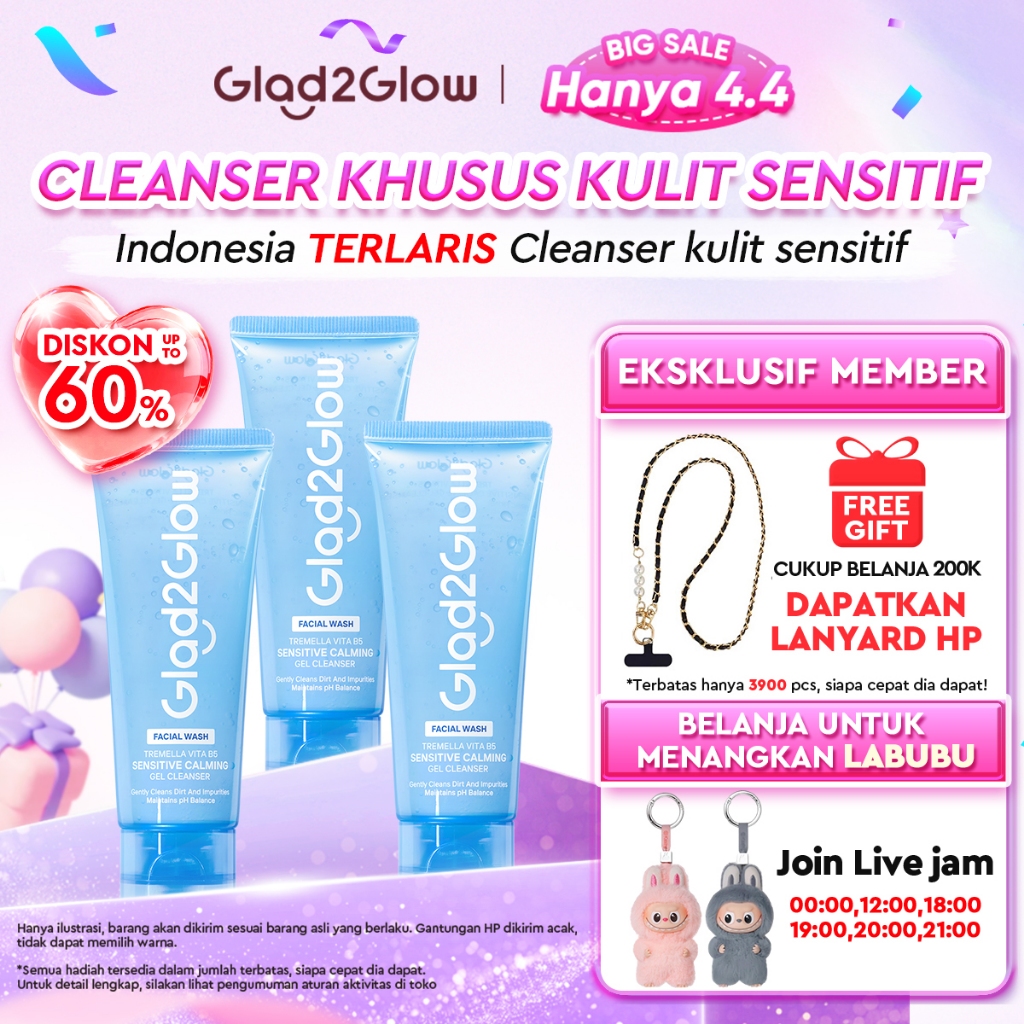 Glad2Glow Tremella Vita B5 Sensitive Calming Gel Cleanser facial wash skincare face wash sabun cuci 