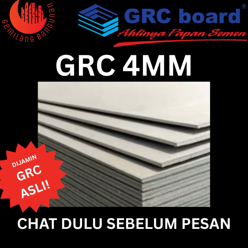 GRC BOARD 4mm / PAPAN SEMEN / GRC UNTUK PLATFON / PAPAN GRC