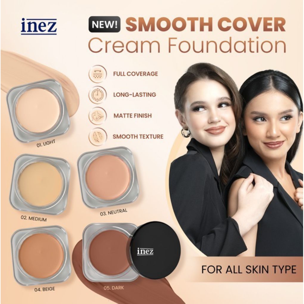 INEZ Smooth Cover Cream Foundation - Foundation Krim Padat