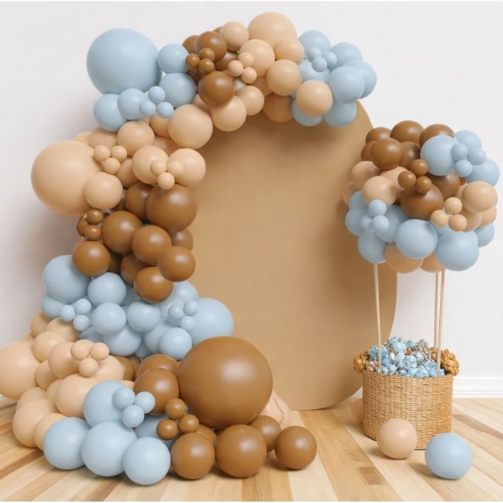 BALON MIX WARNA RETRO BIRU/COCOA/COKLAT SUSU