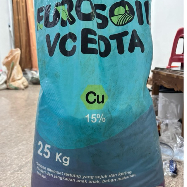 25kg Minus Pecah Segel Copper Eurosoil VC EDTA. 1 karung pupuk copper, Pupuk Cu