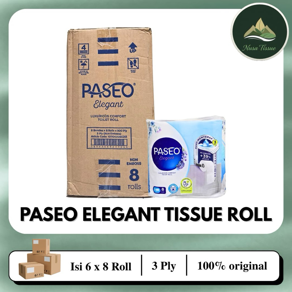 Tisu Tissue Paseo Bathroom Tissue Roll 1 dus isi 6 packs – Tisu Gulung 3 Ply | 300s | 100% Virgin Pu