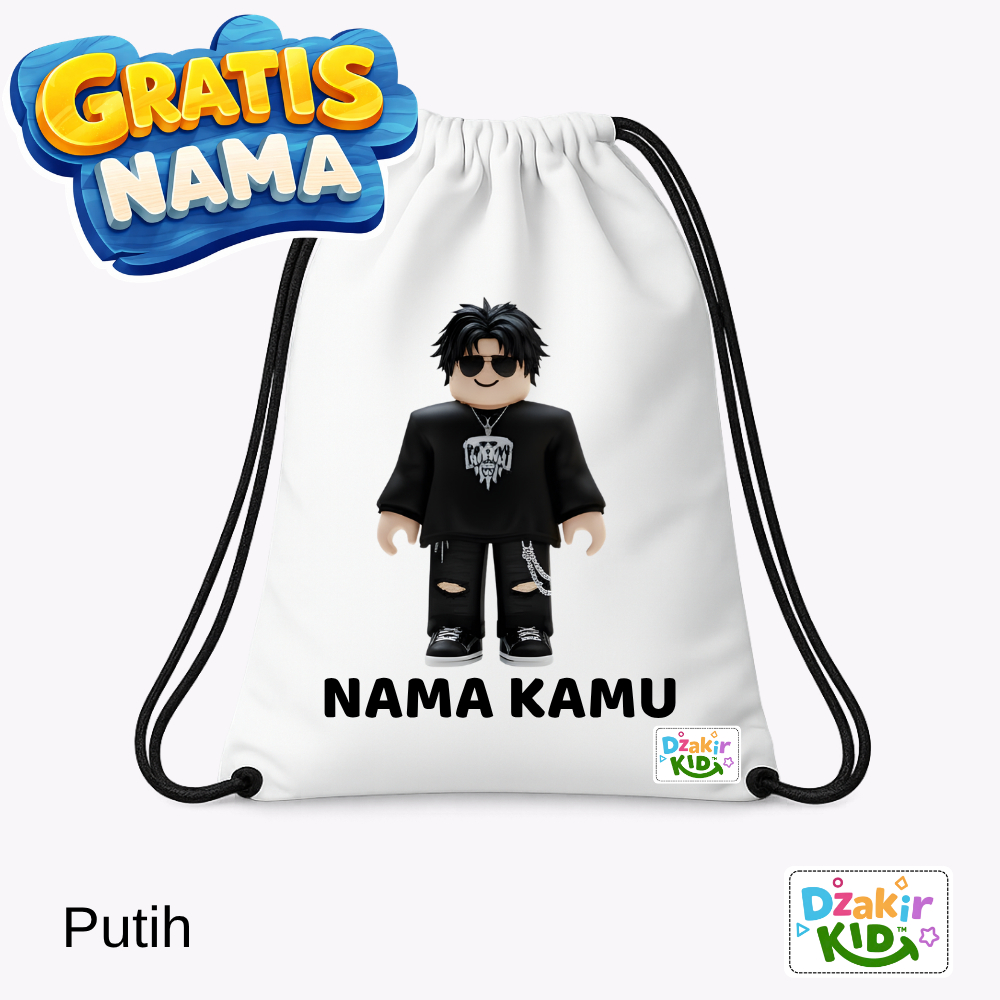 DZAKIR KIDS Tas Serut ROBLOX KARAKTER laki-laki outfit BAJU KACAMATA HITAM Topi Putih Aneka Warna An