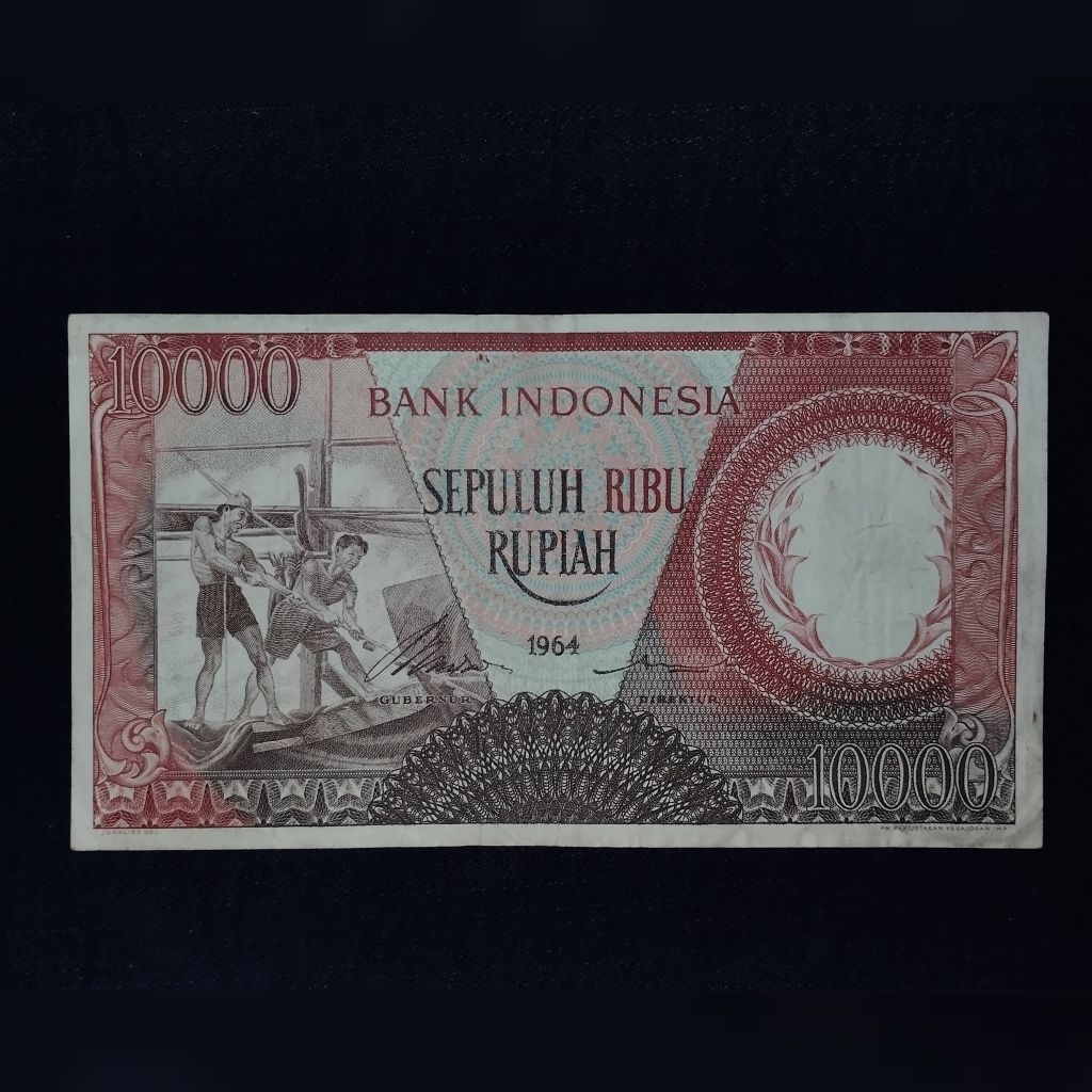 Uang kuno Rp. 10000 seri pekerja merah tahun 1964