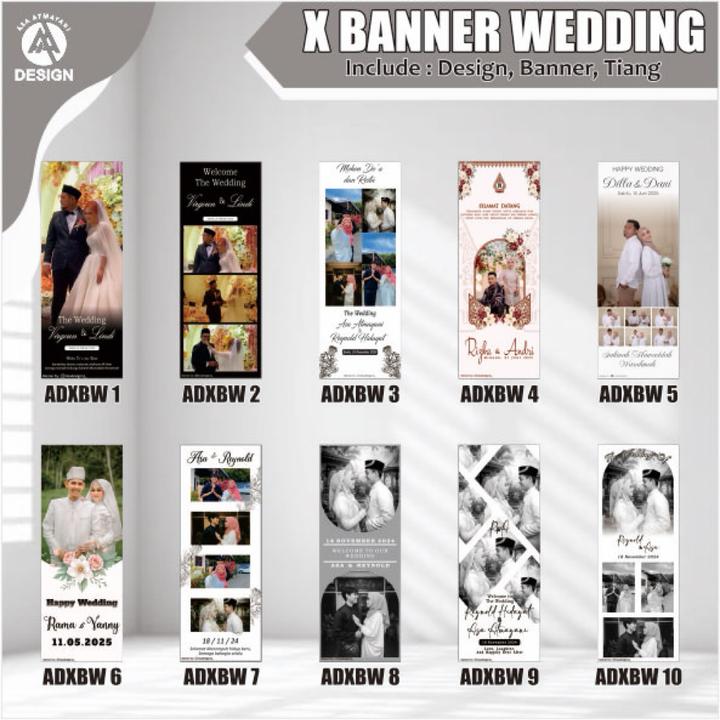 Cetak Stand X Banner Wedding Custom Paket + Tiang paket x banner