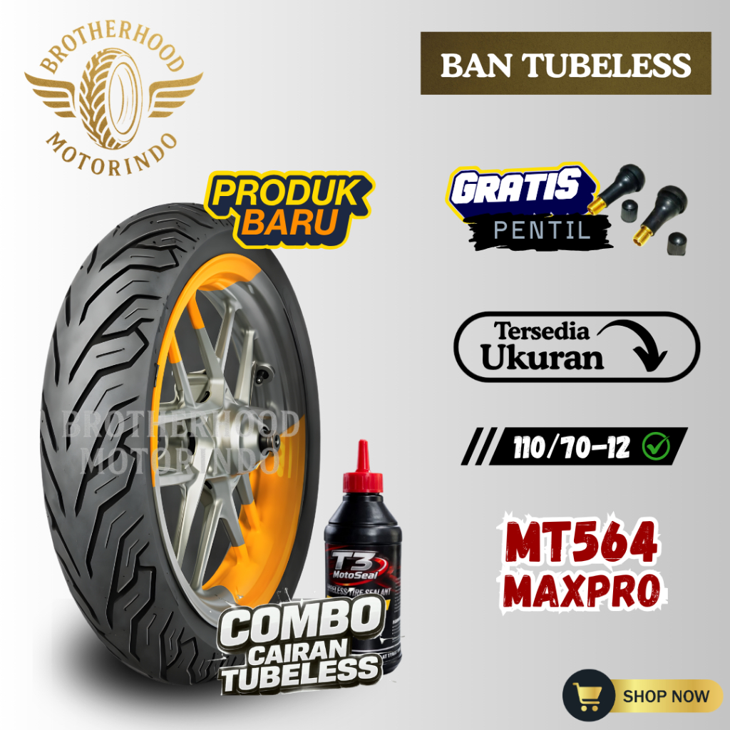BAN ASCENDO MT564 MAXPRO RING 12 TUBELESS ( 110/70-12 ) BAN TUBLES RING 12 / BAN RING 12 / BAN RING 