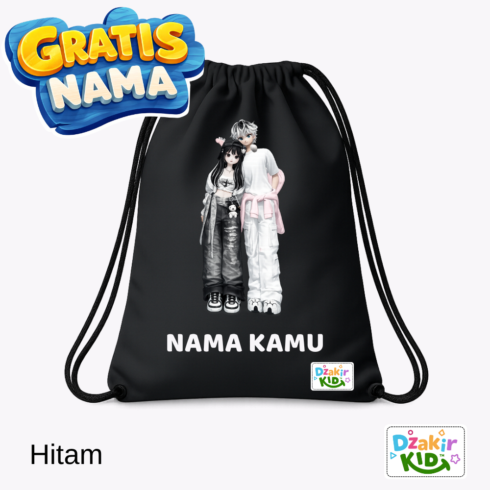 DZAKIR KIDS Tas Serut ROBLOX KARAKTER Coeple Baju Putih Baju Hitam Aneka Warna Anak Sekolah Karakter