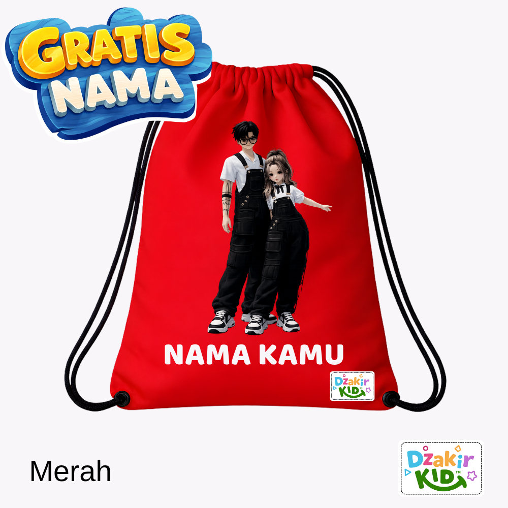 DZAKIR KIDS Tas Serut ROBLOX KARAKTER Coeple Kaos Putih Rompi Celana Hitam Aneka Warna Anak Sekolah 