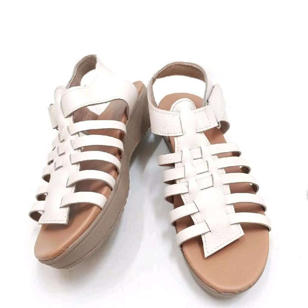 Sandal Wedges Wanita Anti Slip Nyaman dipakai Sepatu Sandal Flat Kulit Sapi Asli Sukaregang Garut