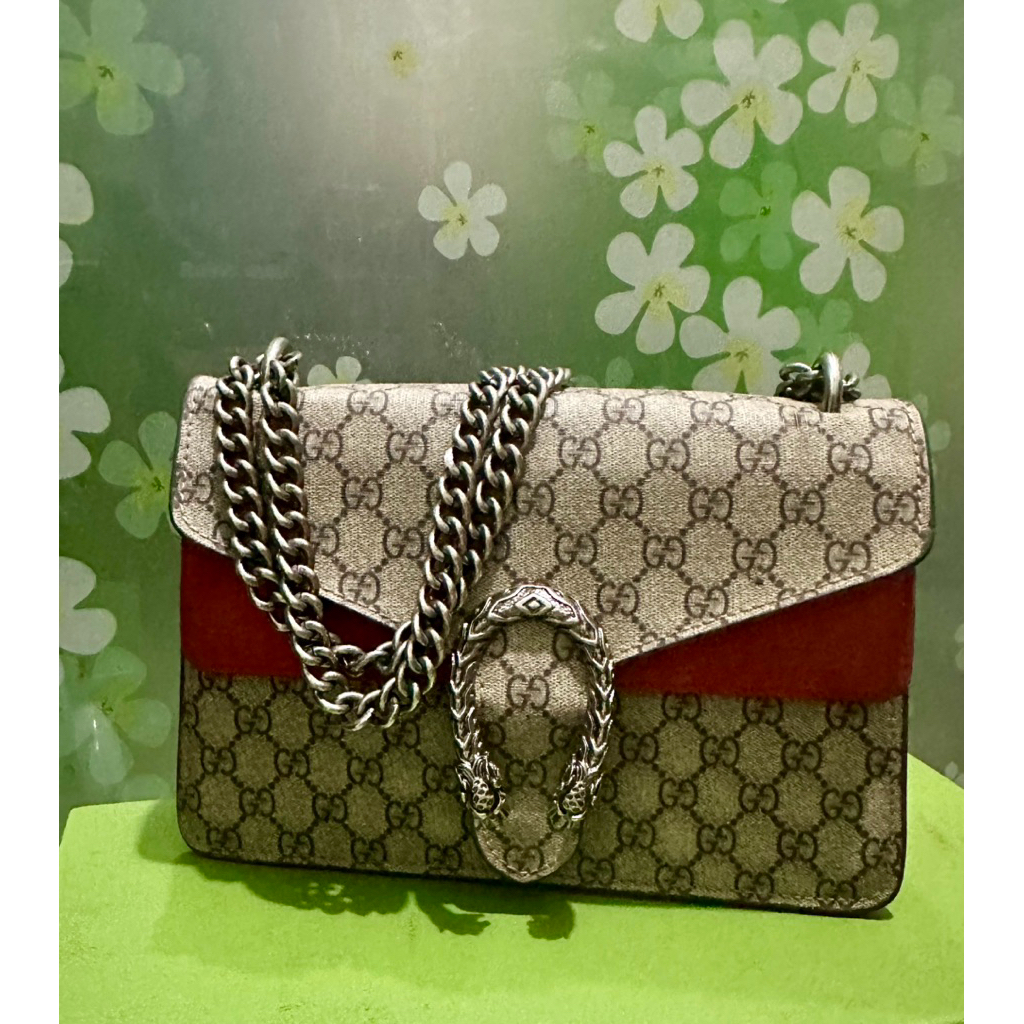 Gucci - 8BEZze Preloved tas Gucci Dionysus Small GG Supreme Shoulder Bag featuring beige and ebony c