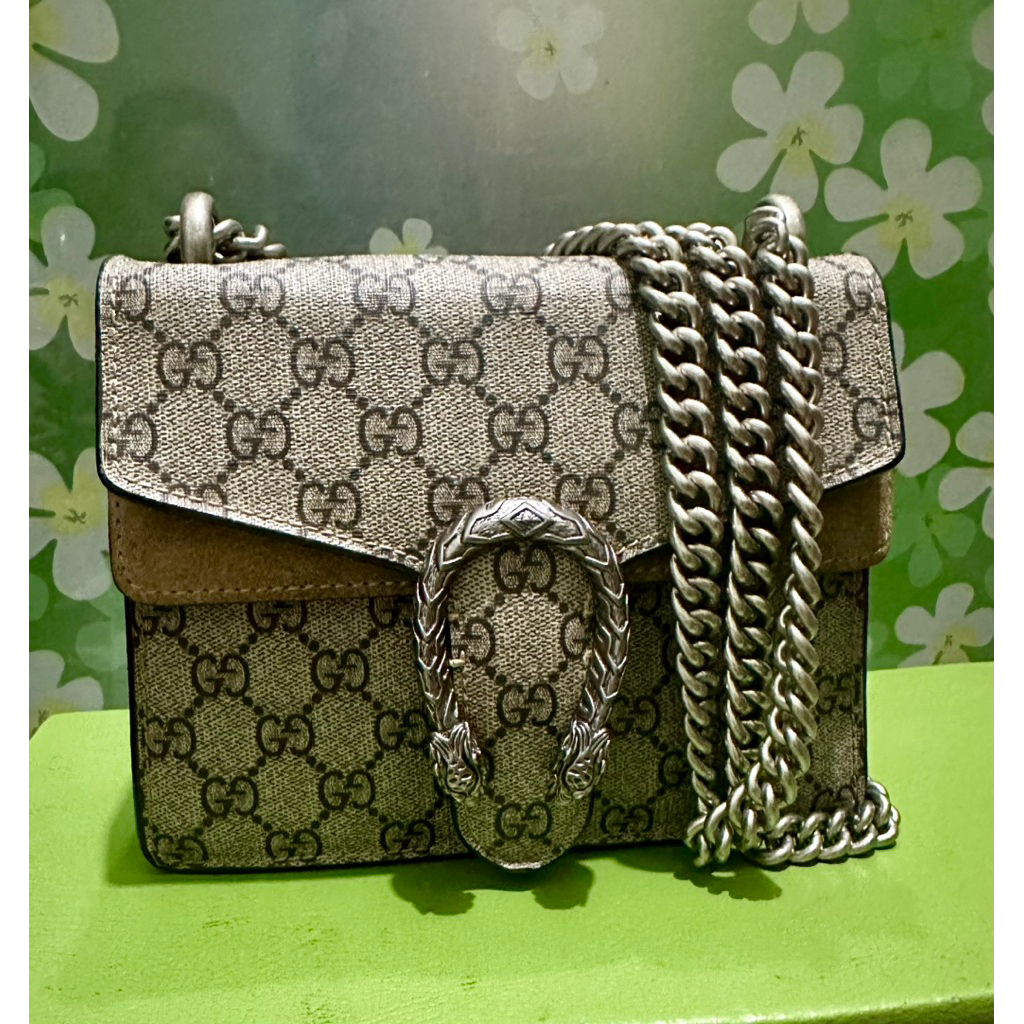 Gucci - 8BEzxy Preloved tas Gucci Dionysus mini bag is crafted from GG Supreme canvas with suede pan