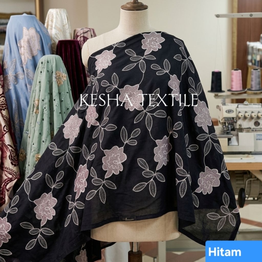 Kain bahan katun bordir jepang premium / Kain katun bordir jepang original import
