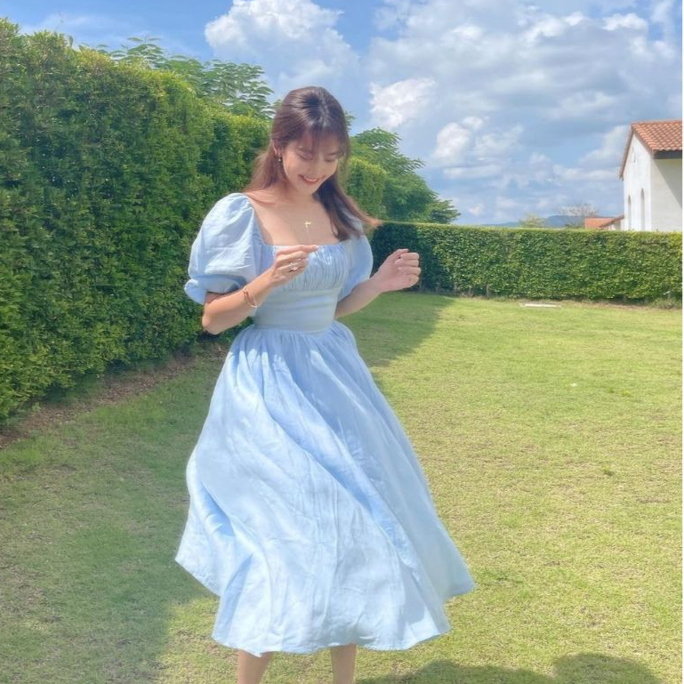 GC036 | MIDI DRESS WANITA KOREANSTYLE DRESS REMAJA AESTHETIC CRINCLE AIRFLOE TERBARU FULL SMOCK 2026