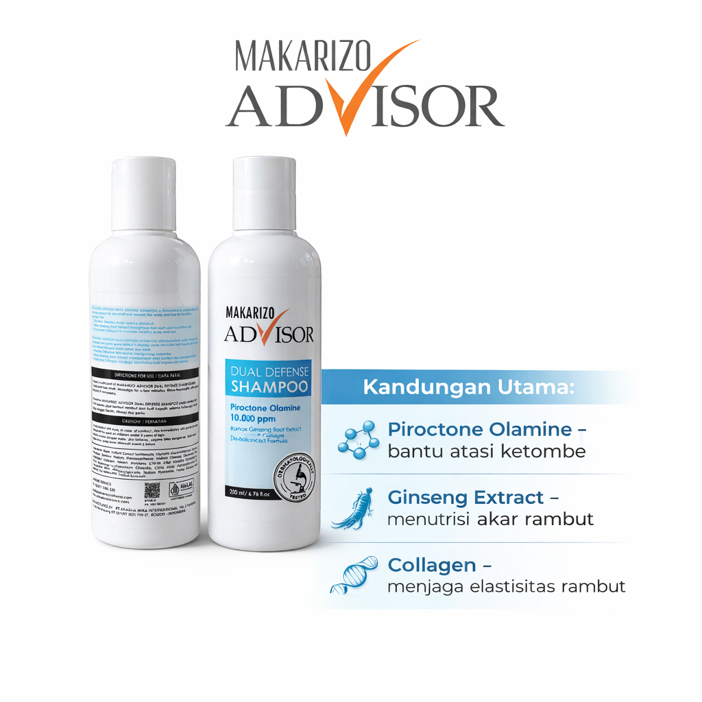 Makarizo Advisor CLINICAL SHAMPOO 200ml Atasi ketombe Rambut Rontok & Rambut Rusak