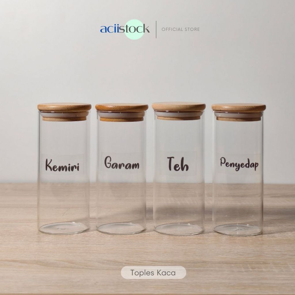 Toples Kaca Estetik (Tempat Bumbu Kaca / Toples Bumbu Kaca / Botol Bumbu)